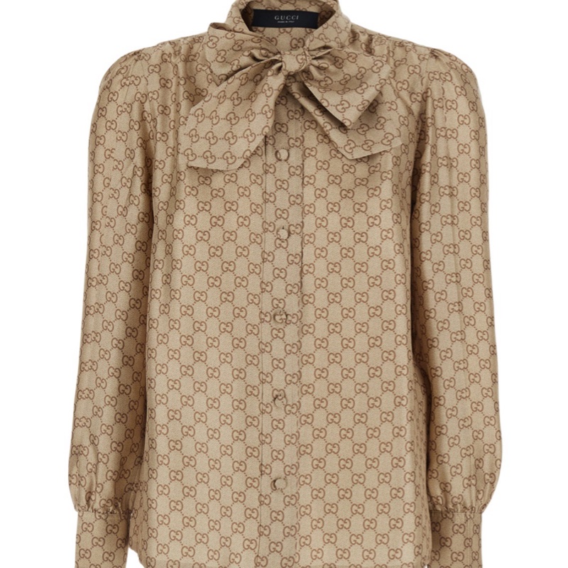 Gucci 女士 印花真絲斜紋襯衫IT-38 IT-40 IT-44碼-0