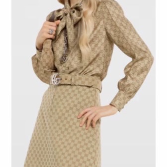 Gucci 女士 印花真絲斜紋襯衫IT-38 IT-40 IT-44碼-3