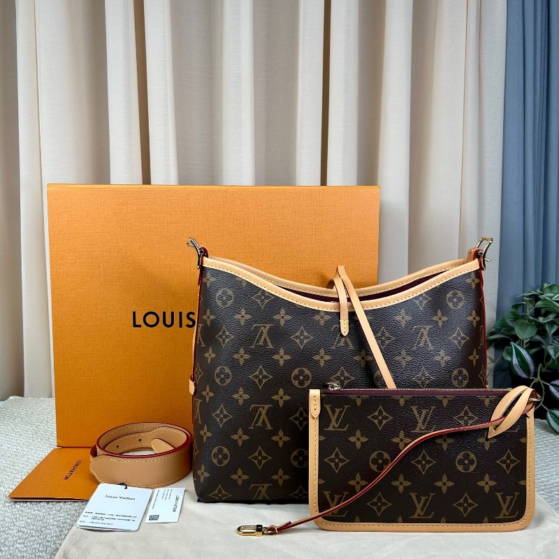LV路易威登Carryall子母包 經典老花滿印 肩帶可拆卸 手提單肩斜挎都行 內裡乾淨 容量大 日常通勤百搭實用-1