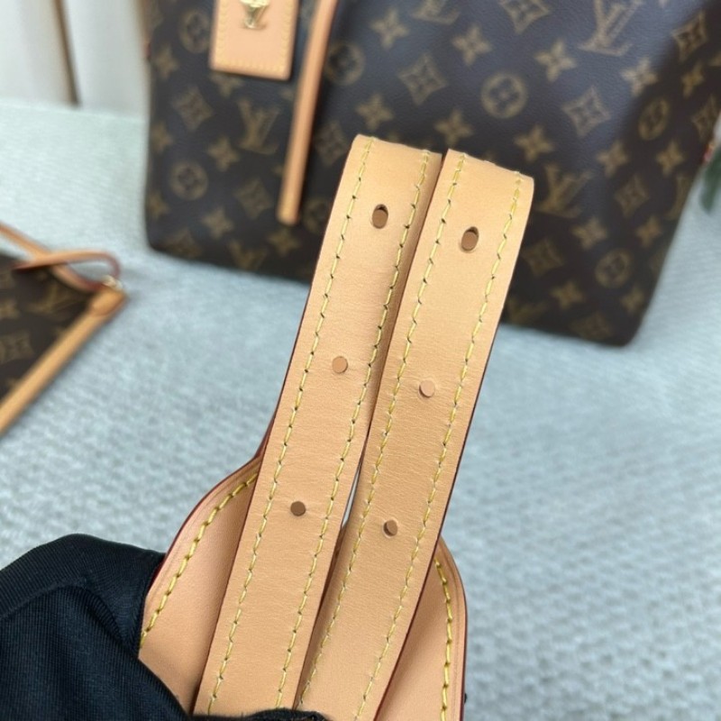 LV路易威登Carryall子母包 經典老花滿印 肩帶可拆卸 手提單肩斜挎都行 內裡乾淨 容量大 日常通勤百搭實用-17