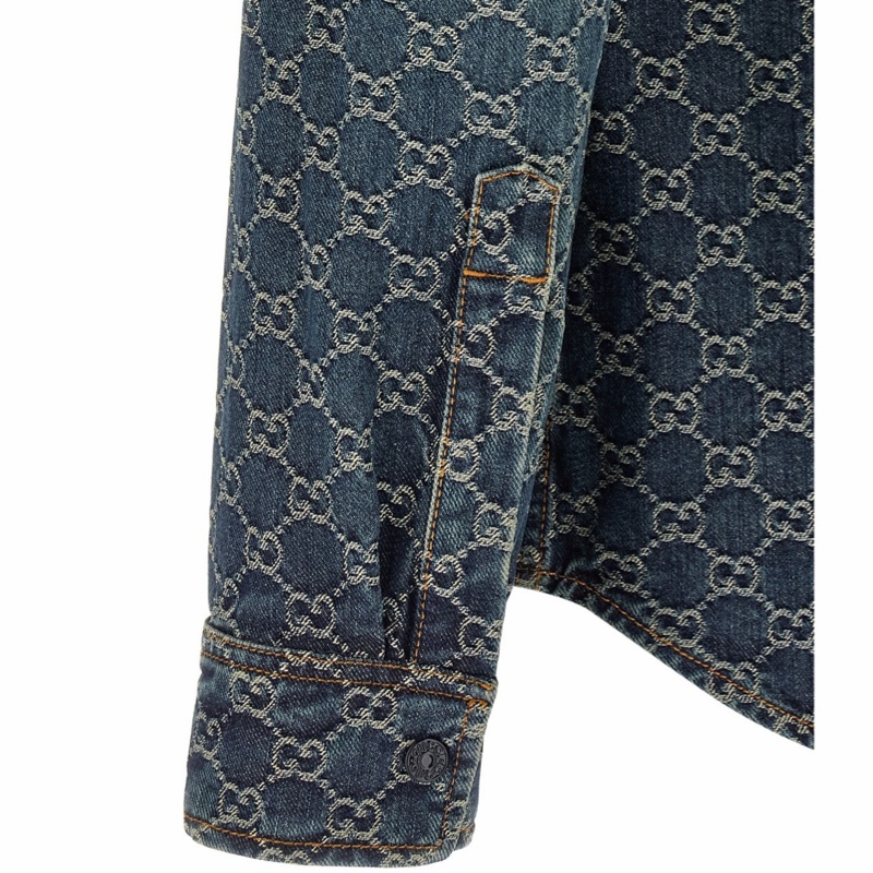Gucci 男士 GG棉質牛仔提花襯衫IT-44 IT-46 IT-48 IT-50 IT-52 IT-54 IT-56 IT-58碼-6