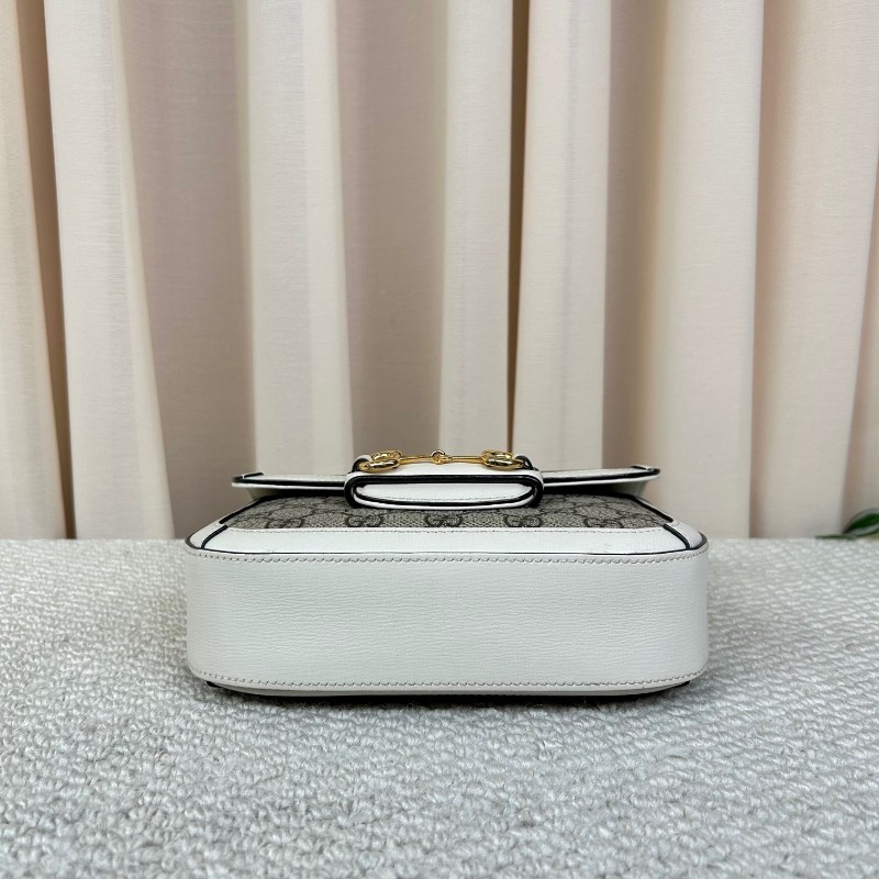 Gucci古馳1955白色老花馬銜扣馬鞍包 雙肩帶 可單肩可斜挎 上身超好看 經典復古又精緻 超級無敵百搭耐看 萬年經典不過時款-4