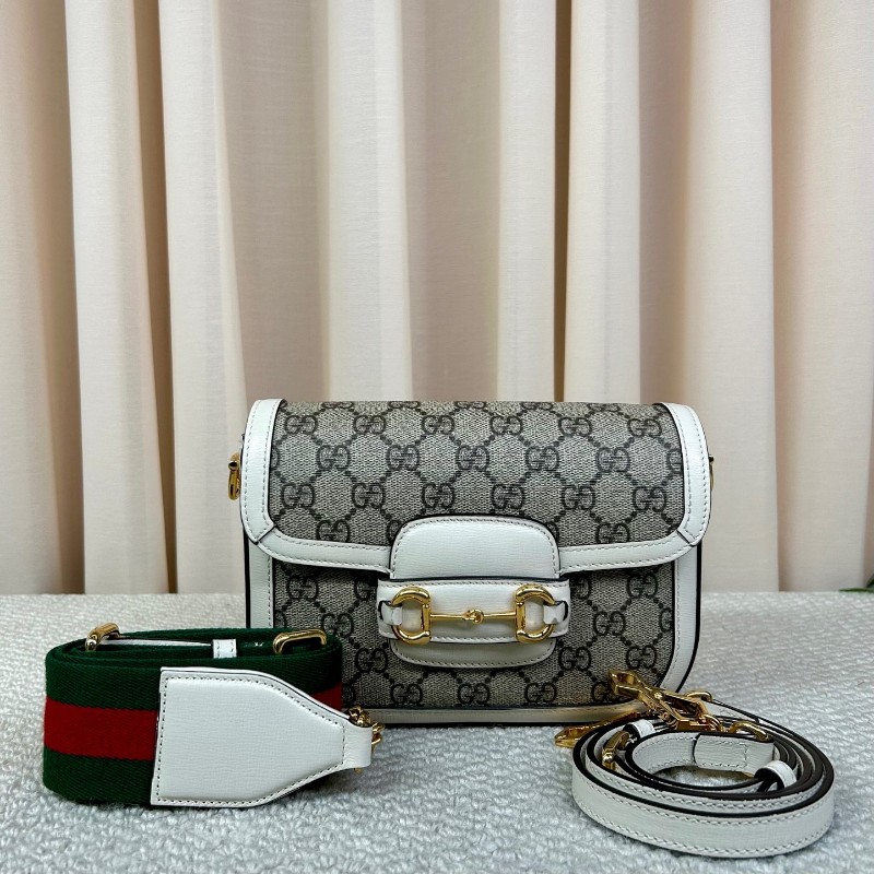 Gucci古馳1955白色老花馬銜扣馬鞍包 雙肩帶 可單肩可斜挎 上身超好看 經典復古又精緻 超級無敵百搭耐看 萬年經典不過時款-5