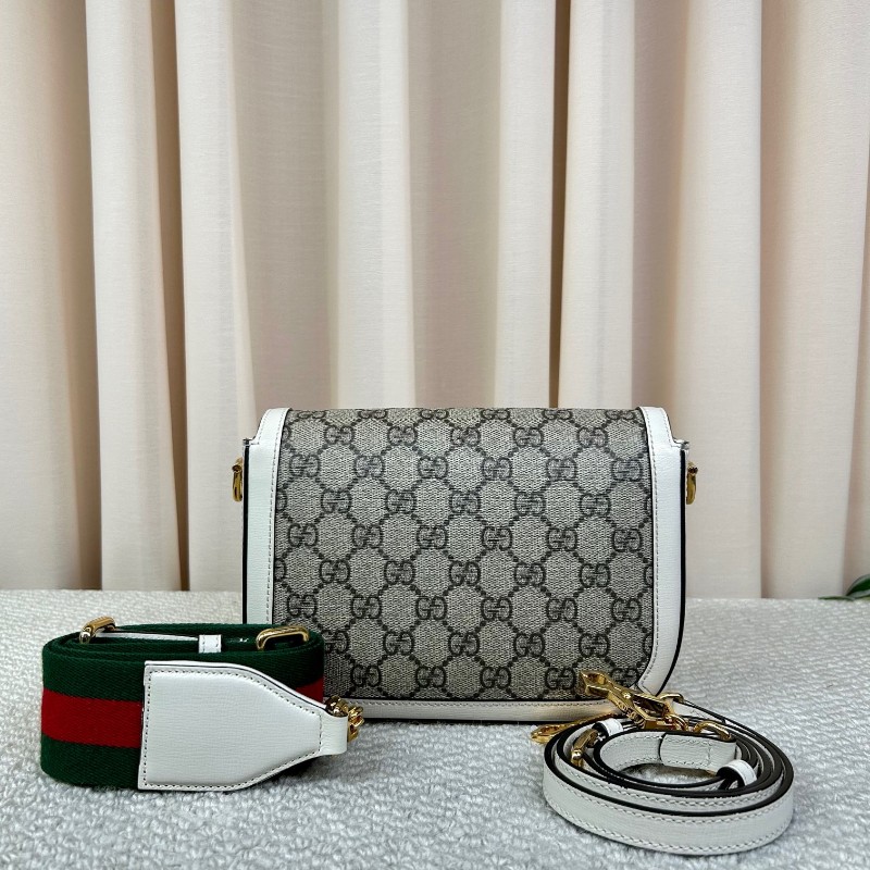 Gucci古馳1955白色老花馬銜扣馬鞍包 雙肩帶 可單肩可斜挎 上身超好看 經典復古又精緻 超級無敵百搭耐看 萬年經典不過時款-6