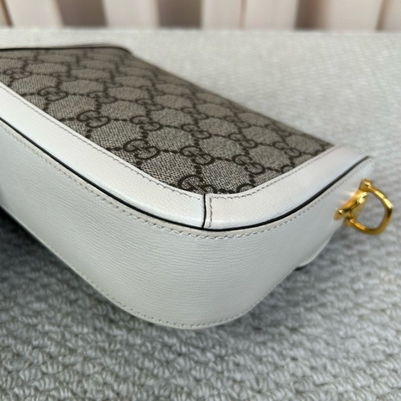 Gucci古馳1955白色老花馬銜扣馬鞍包 雙肩帶 可單肩可斜挎 上身超好看 經典復古又精緻 超級無敵百搭耐看 萬年經典不過時款-8