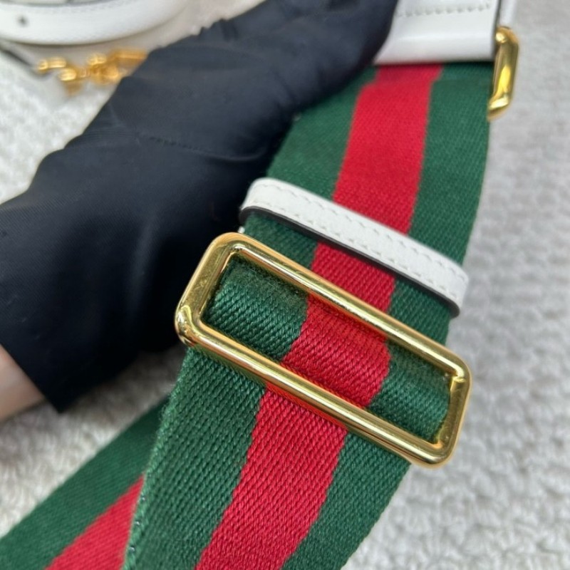 Gucci古馳1955白色老花馬銜扣馬鞍包 雙肩帶 可單肩可斜挎 上身超好看 經典復古又精緻 超級無敵百搭耐看 萬年經典不過時款-16