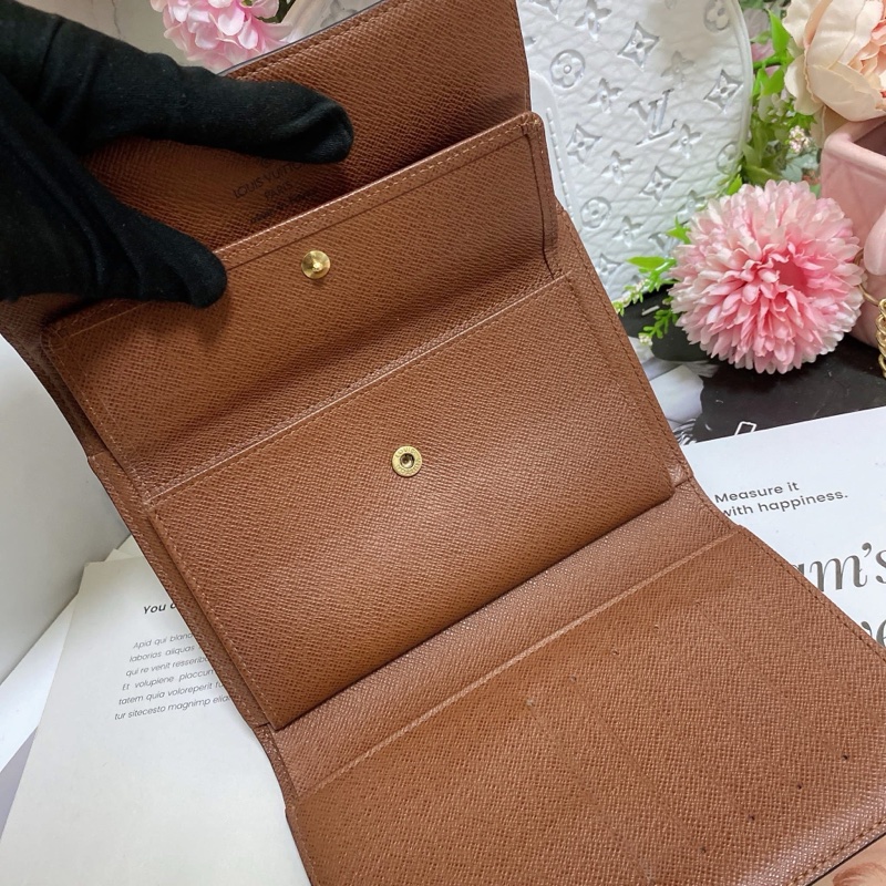 LV M61202 老花三折中夾 附卡夾鏈條組升級小包背🏅-7