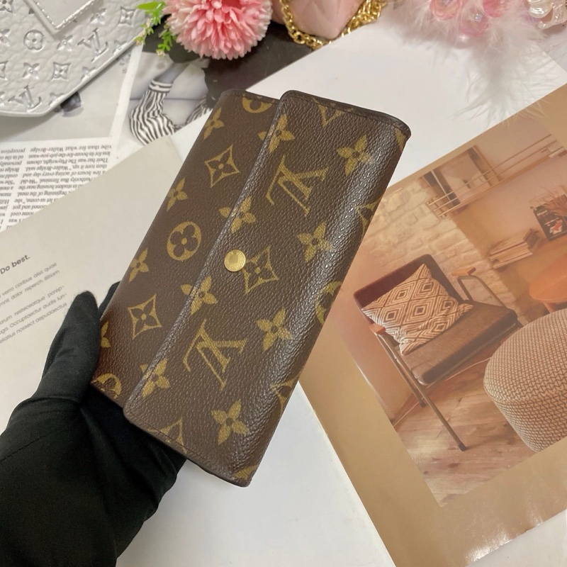 LV M61202 老花三折中夾 附卡夾鏈條組升級小包背🏅-19