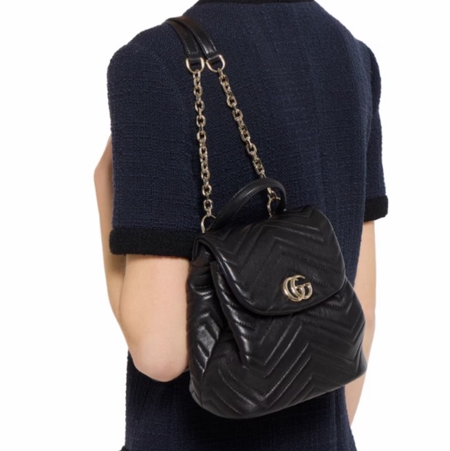 Gucci 女士 GG Marmont 迷你背包均碼碼MINI、20cm*10.9cm*18cm-0