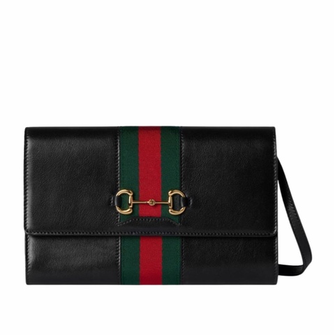 Gucci 女士 馬銜扣織帶錢包均碼碼21cm*4.1cm*12.5cm