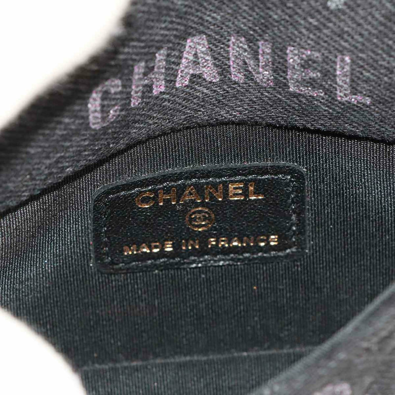 香奈兒 Matelasse 迷你鏈條肩背包，黑色牛仔布材質，金色五金配件 (AP2602)-7