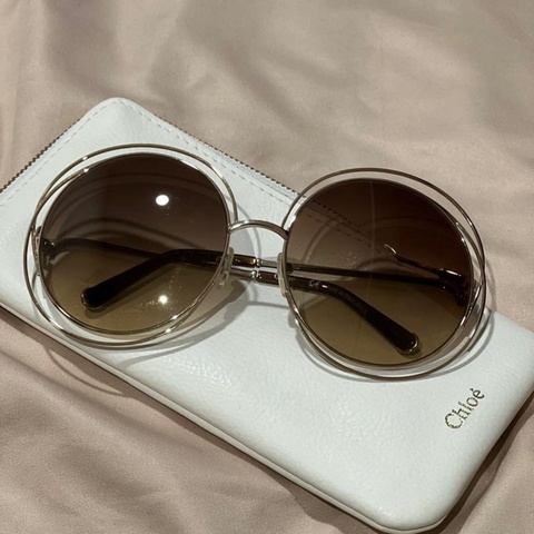 正品Chloe棕色漸層圓框太陽眼鏡墨鏡。孫芸芸同款