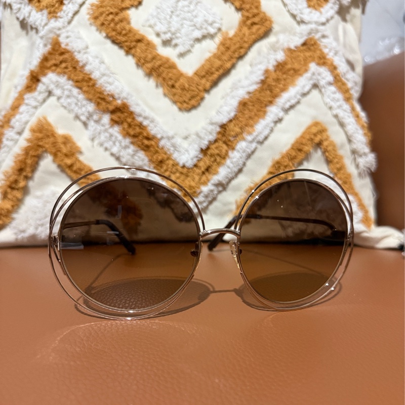 正品Chloe棕色漸層圓框太陽眼鏡墨鏡。孫芸芸同款-5