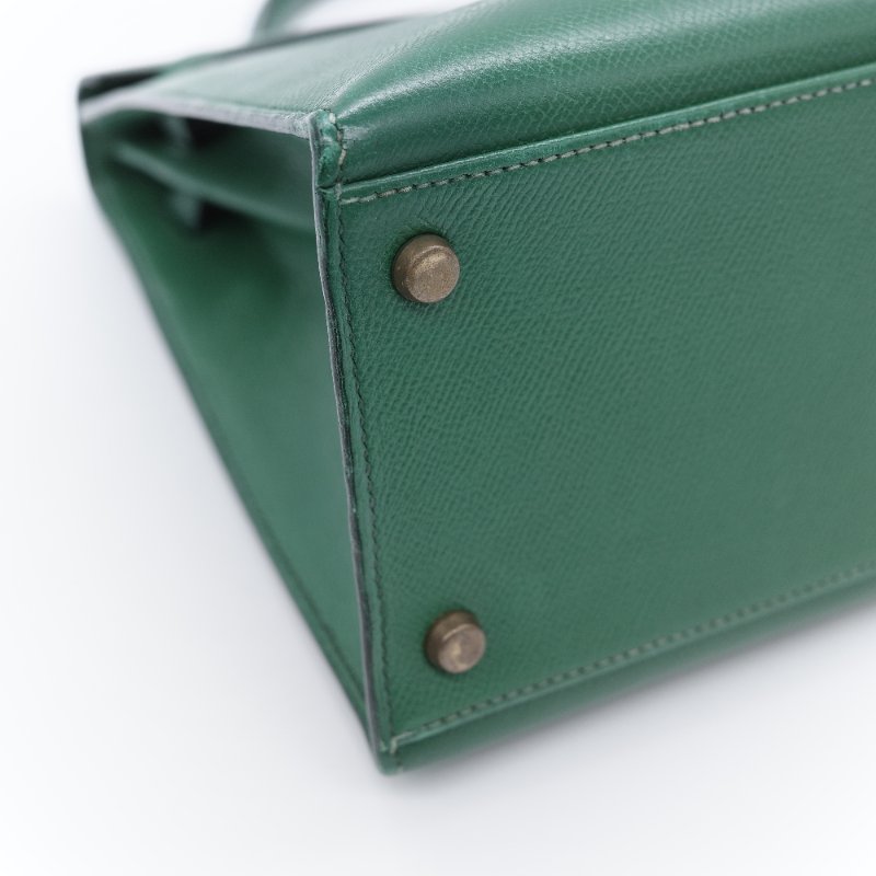 Hermès愛馬仕 Kelly 32 綠色 金釦 肩背包 手提包-9