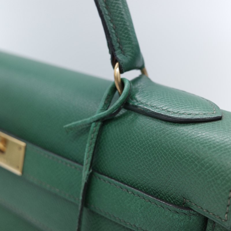 Hermès愛馬仕 Kelly 32 綠色 金釦 肩背包 手提包-13