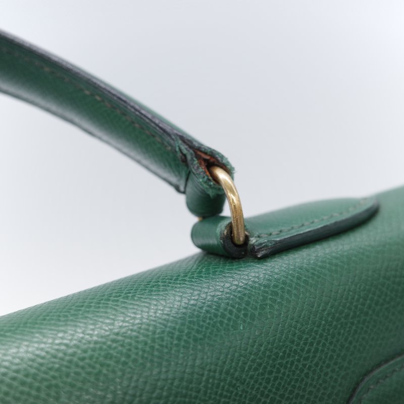 Hermès愛馬仕 Kelly 32 綠色 金釦 肩背包 手提包-16