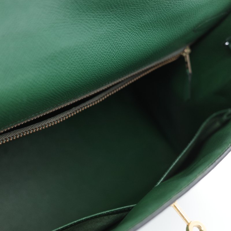 Hermès愛馬仕 Kelly 32 綠色 金釦 肩背包 手提包-21