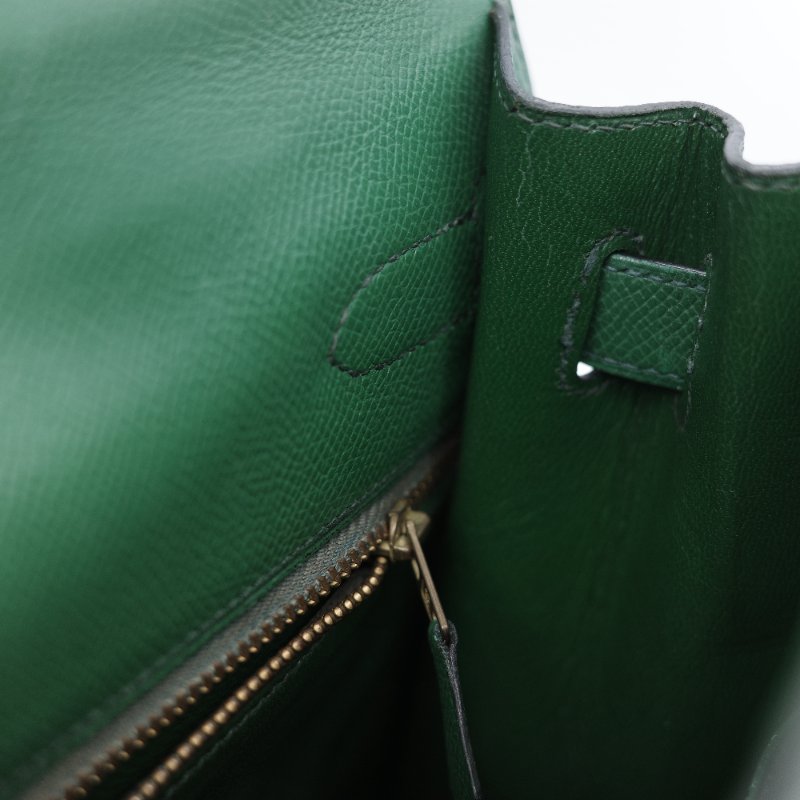 Hermès愛馬仕 Kelly 32 綠色 金釦 肩背包 手提包-22