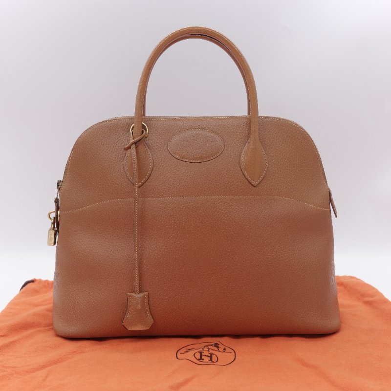 Hermès 愛馬仕 經典 Bolide 35 焦糖棕 金扣 手提包-1
