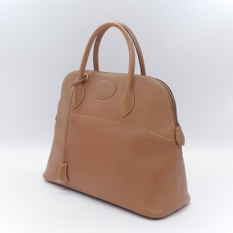 Hermès 愛馬仕 經典 Bolide 35 焦糖棕 金扣 手提包-4