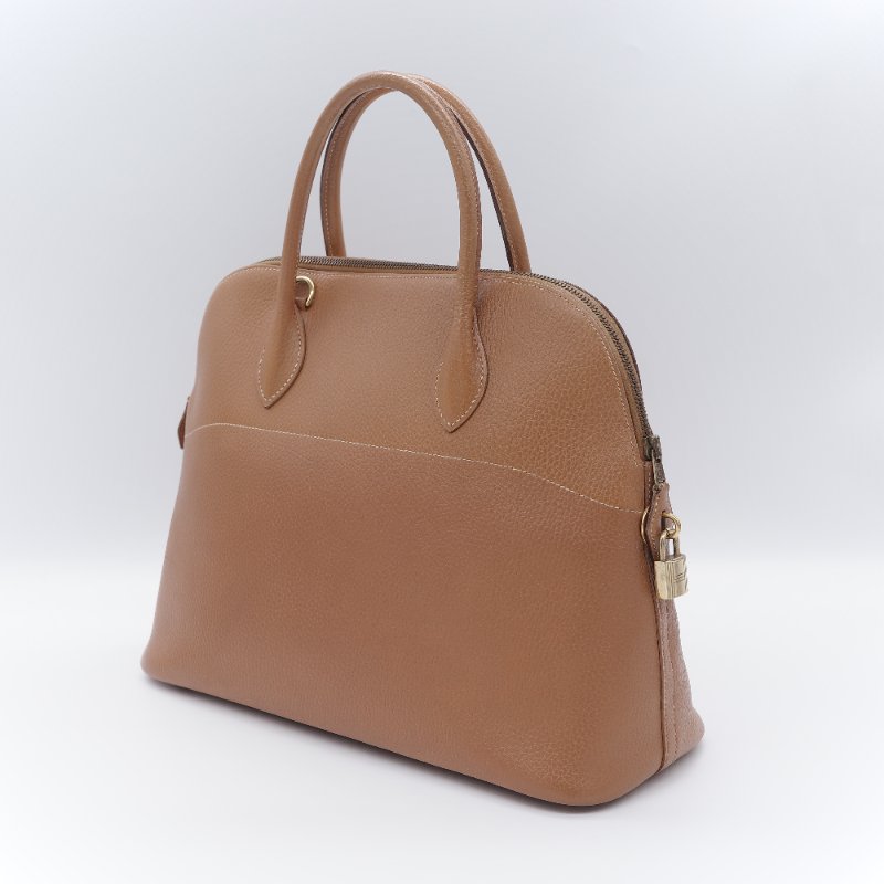 Hermès 愛馬仕 經典 Bolide 35 焦糖棕 金扣 手提包-6