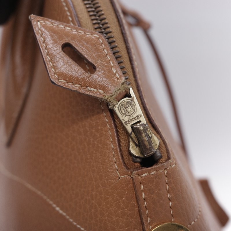 Hermès 愛馬仕 經典 Bolide 35 焦糖棕 金扣 手提包-21