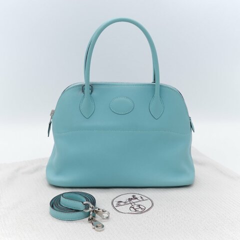 Hermès 愛馬仕 Bolide 27 水藍色 牛皮 手提包 肩背包