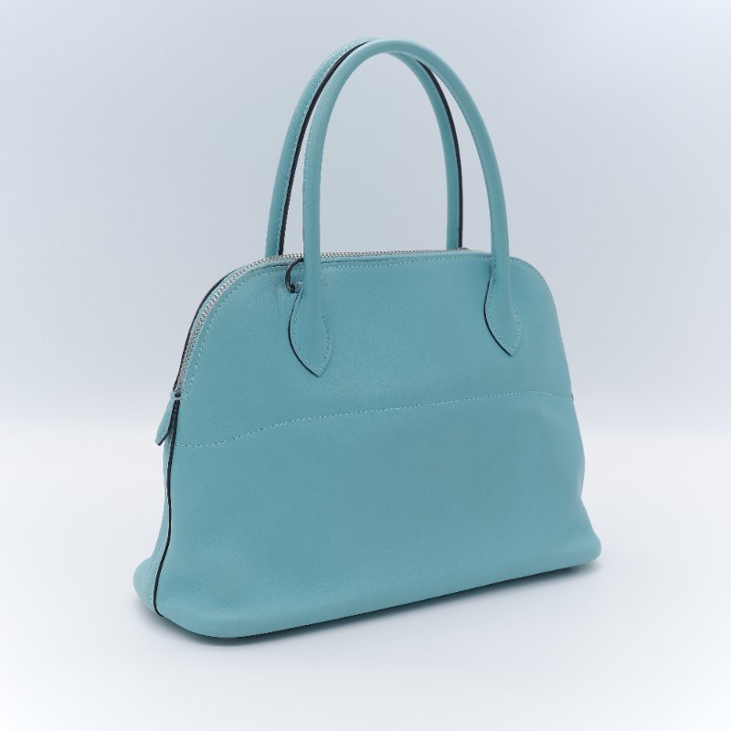 Hermès 愛馬仕 Bolide 27 水藍色 牛皮 手提包 肩背包-4