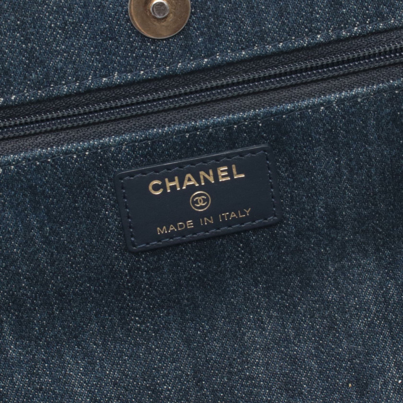 香奈兒 19 款 dix-neuf 鏈肩挎斜挎包 牛仔布 海軍藍 二手 女士 CC Coco-3