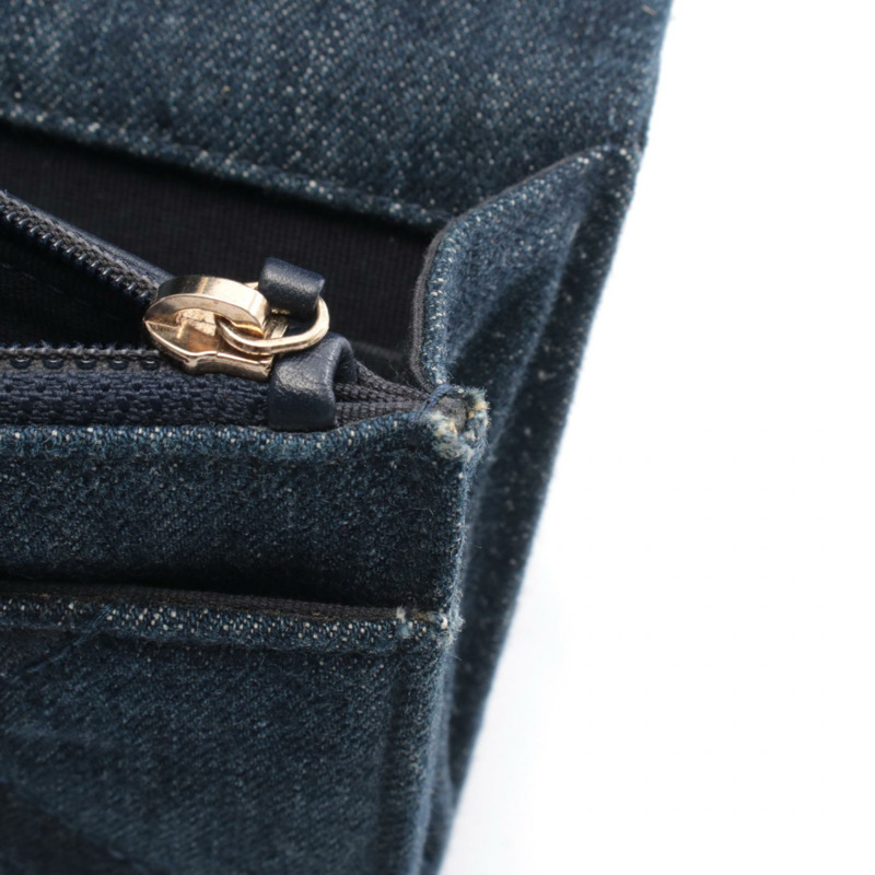 香奈兒 19 款 dix-neuf 鏈肩挎斜挎包 牛仔布 海軍藍 二手 女士 CC Coco-5