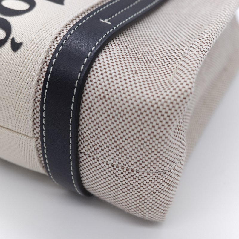 Chloé 寇伊 經典 Woody 小號 黑色 米色 帆布托特包 手提包-7