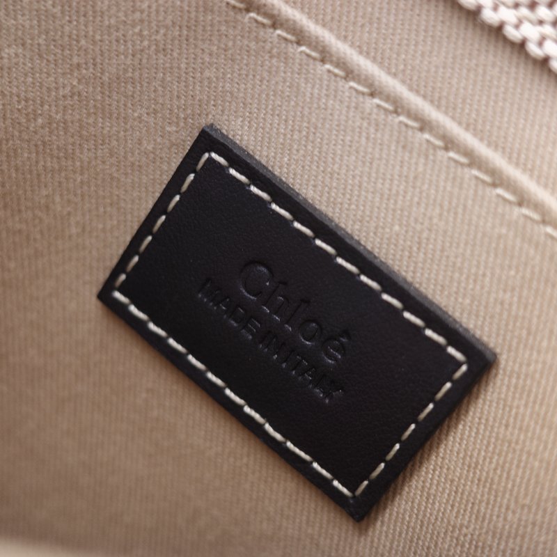 Chloé 寇伊 經典 Woody 小號 黑色 米色 帆布托特包 手提包-14