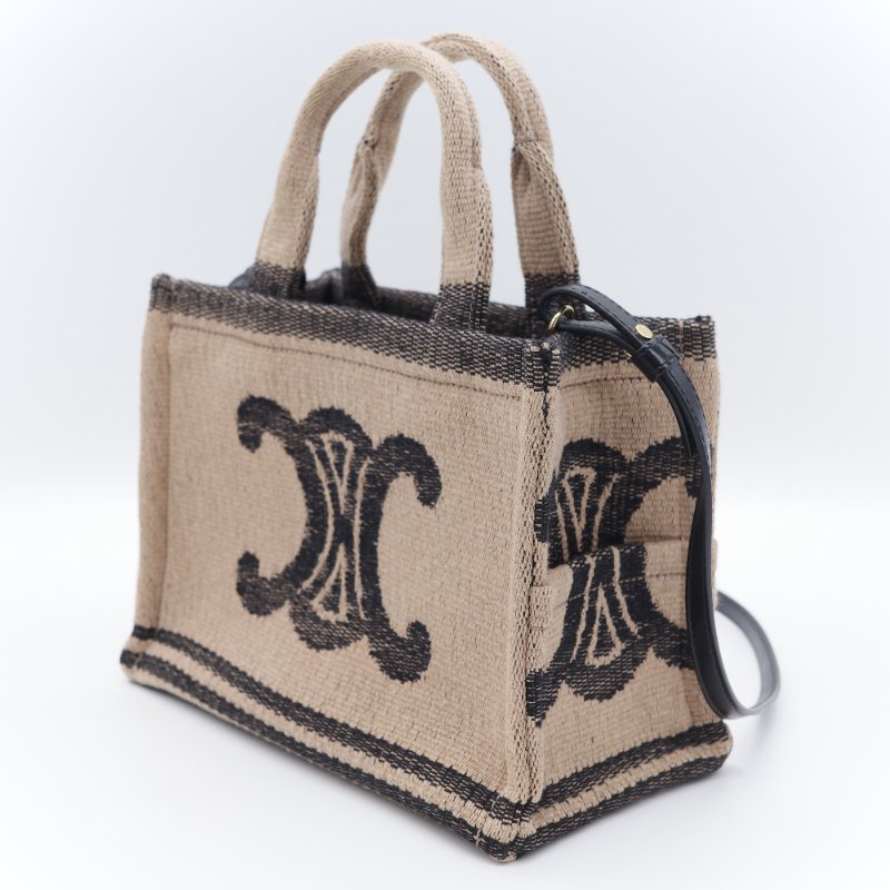 Celine 思琳 Cabas Thais 經典黑白條紋 小型 肩背包 手提包 托特包-4