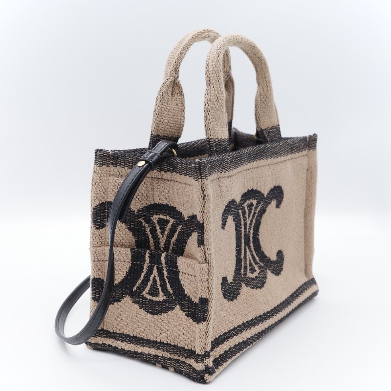 Celine 思琳 Cabas Thais 經典黑白條紋 小型 肩背包 手提包 托特包-5