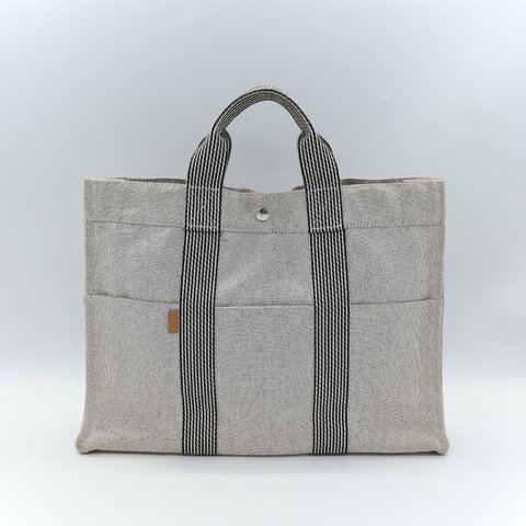 Hermès 愛馬仕 Fourre-Tout MM 米色 黑色拼色 帆布包 托特包