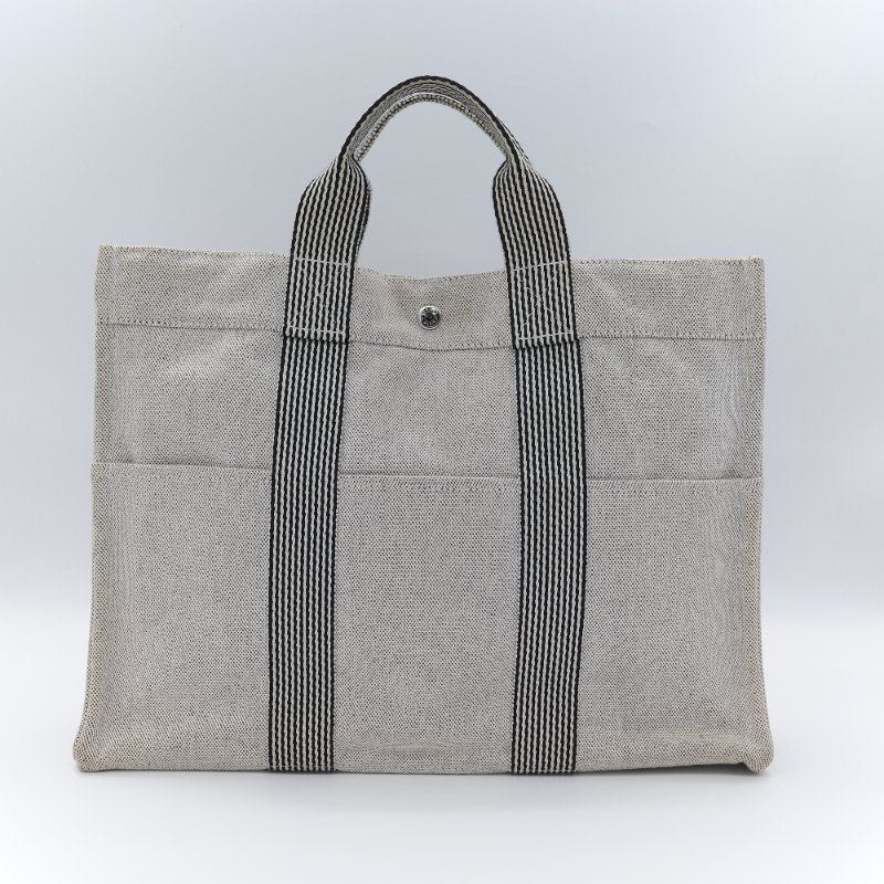Hermès 愛馬仕 Fourre-Tout MM 米色 黑色拼色 帆布包 托特包-3