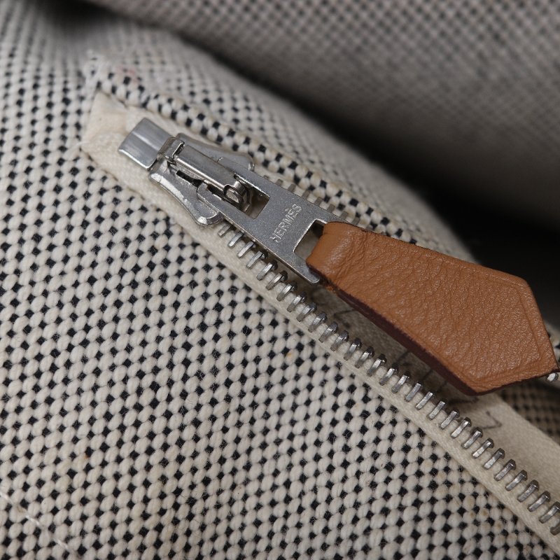 Hermès 愛馬仕 Fourre-Tout MM 米色 黑色拼色 帆布包 托特包-17