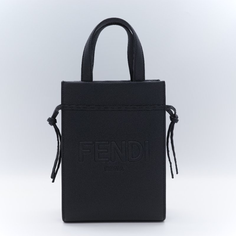 Fendi 芬迪 Go-To Mini 黑色小牛皮  迷你 購物袋 琴譜包 手提袋-1