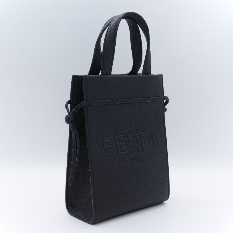 Fendi 芬迪 Go-To Mini 黑色小牛皮  迷你 購物袋 琴譜包 手提袋-2