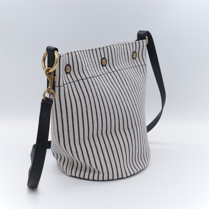 Saint Laurent 聖羅蘭 Rive Gauche 左岸 黑白條紋 帆布 水桶包-6