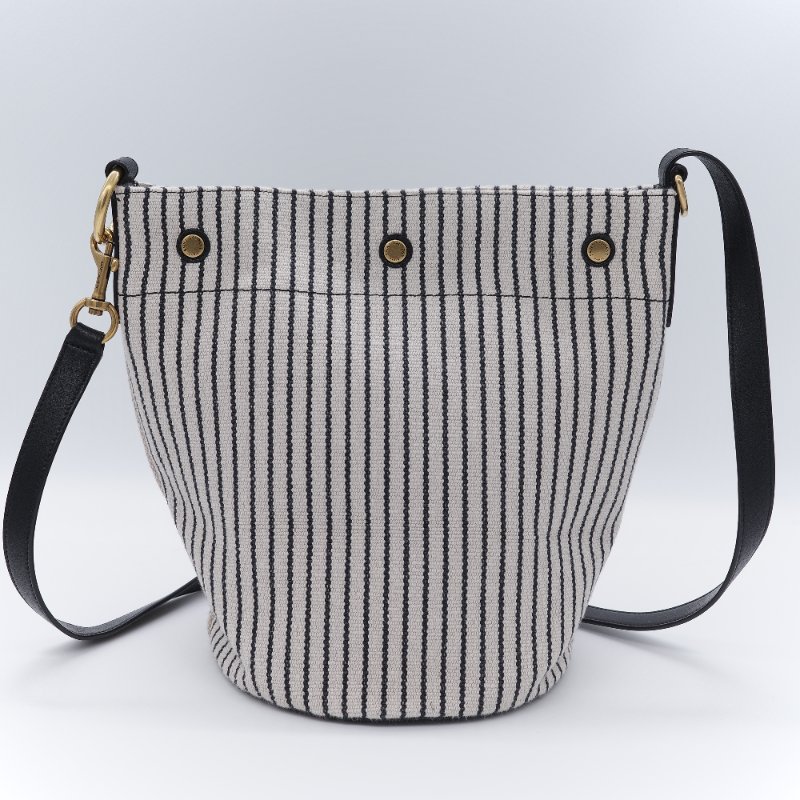 Saint Laurent 聖羅蘭 Rive Gauche 左岸 黑白條紋 帆布 水桶包-7