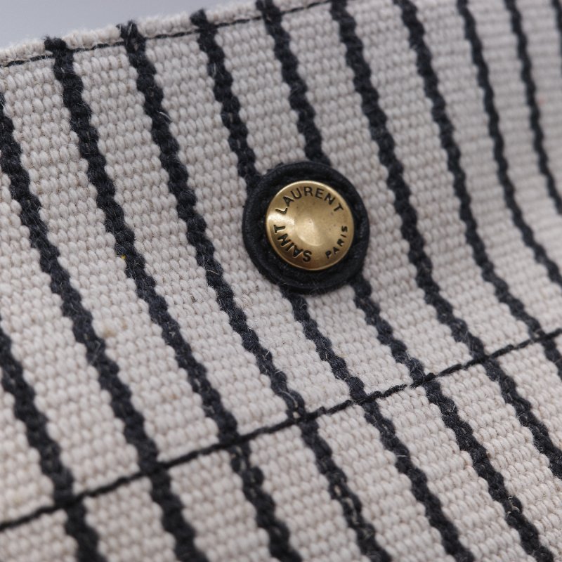 Saint Laurent 聖羅蘭 Rive Gauche 左岸 黑白條紋 帆布 水桶包-9