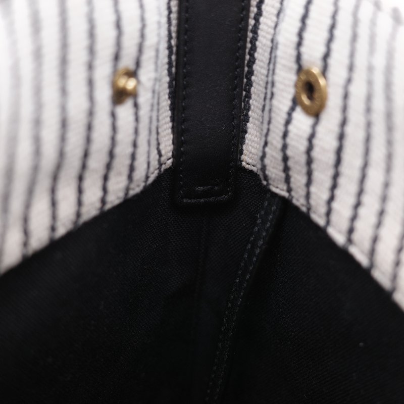 Saint Laurent 聖羅蘭 Rive Gauche 左岸 黑白條紋 帆布 水桶包-21