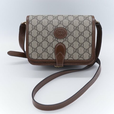 Gucci 古馳 經典 Mini GG Supreme雙G互扣 帆布 牛皮 斜背包 相機包