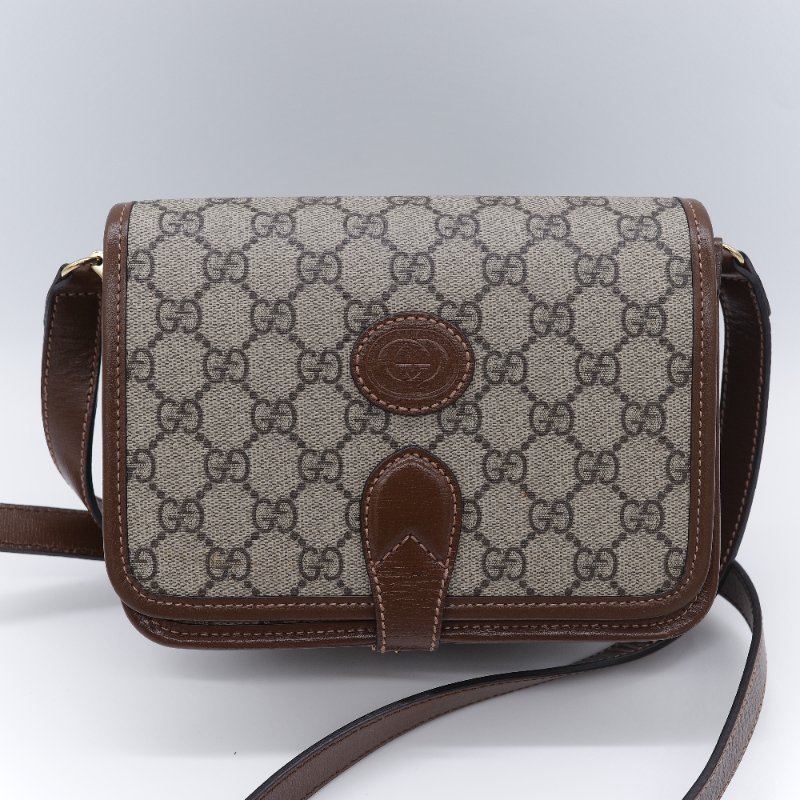 Gucci 古馳 經典 Mini GG Supreme雙G互扣 帆布 牛皮 斜背包 相機包-1