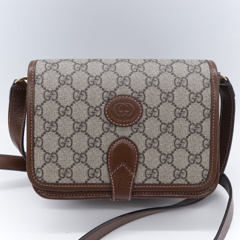 Gucci 古馳 經典 Mini GG Supreme雙G互扣 帆布 牛皮 斜背包 相機包-2