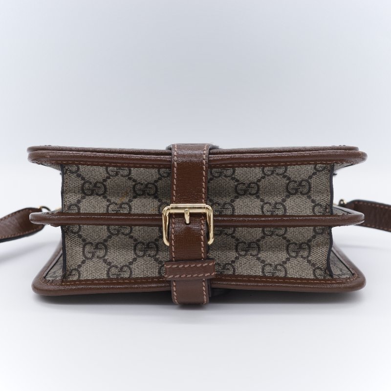 Gucci 古馳 經典 Mini GG Supreme雙G互扣 帆布 牛皮 斜背包 相機包-7
