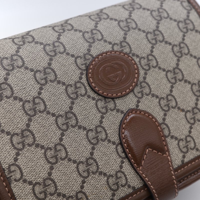 Gucci 古馳 經典 Mini GG Supreme雙G互扣 帆布 牛皮 斜背包 相機包-8