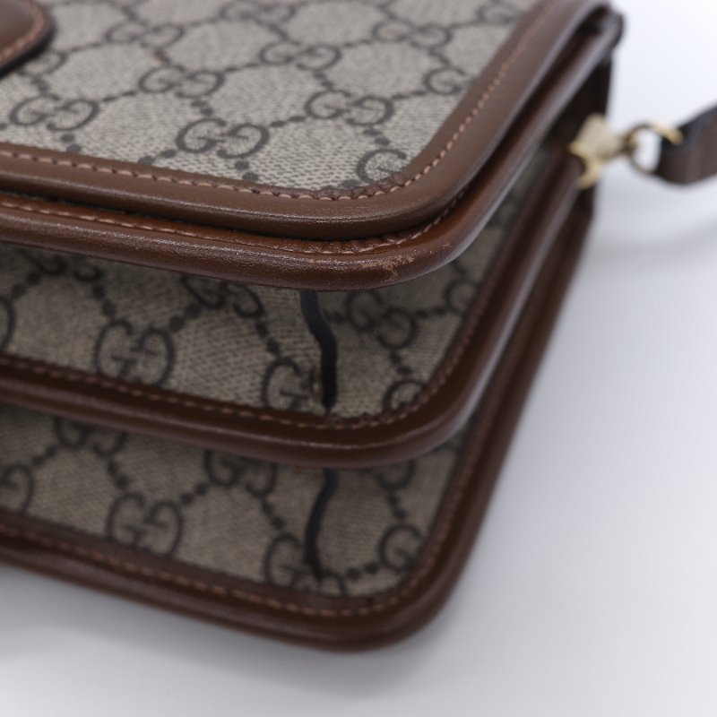 Gucci 古馳 經典 Mini GG Supreme雙G互扣 帆布 牛皮 斜背包 相機包-10