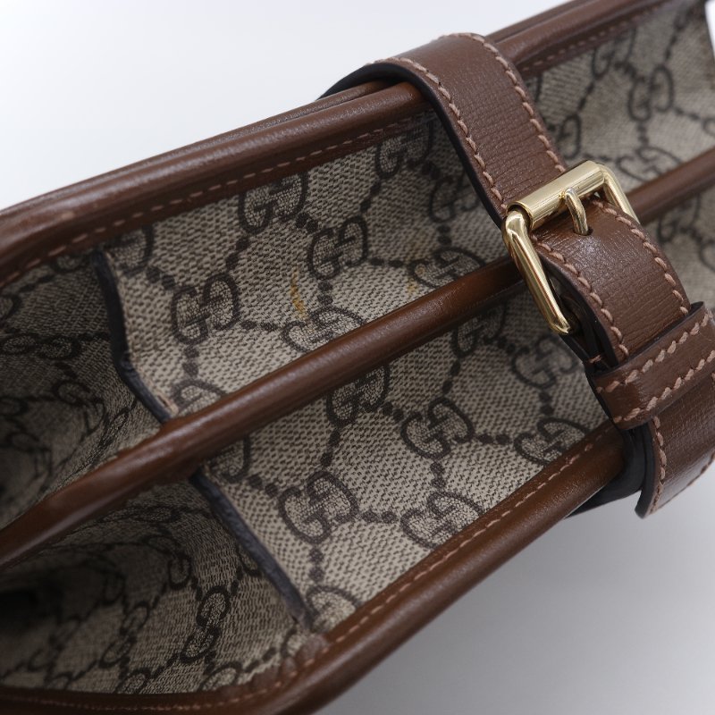 Gucci 古馳 經典 Mini GG Supreme雙G互扣 帆布 牛皮 斜背包 相機包-11